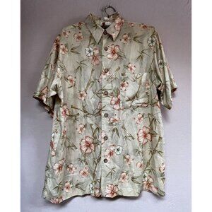 Vintage Ron Chereskin Mens Button Up Floral Hawaiian Shirt Medium Short Sleeve